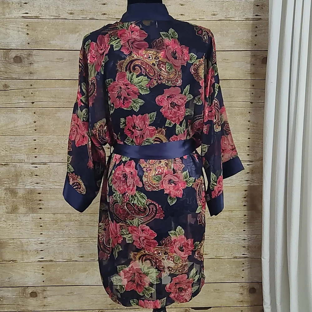 Vintage Victoria's Secret Gold Label Sheer Floral & Paisley Robe